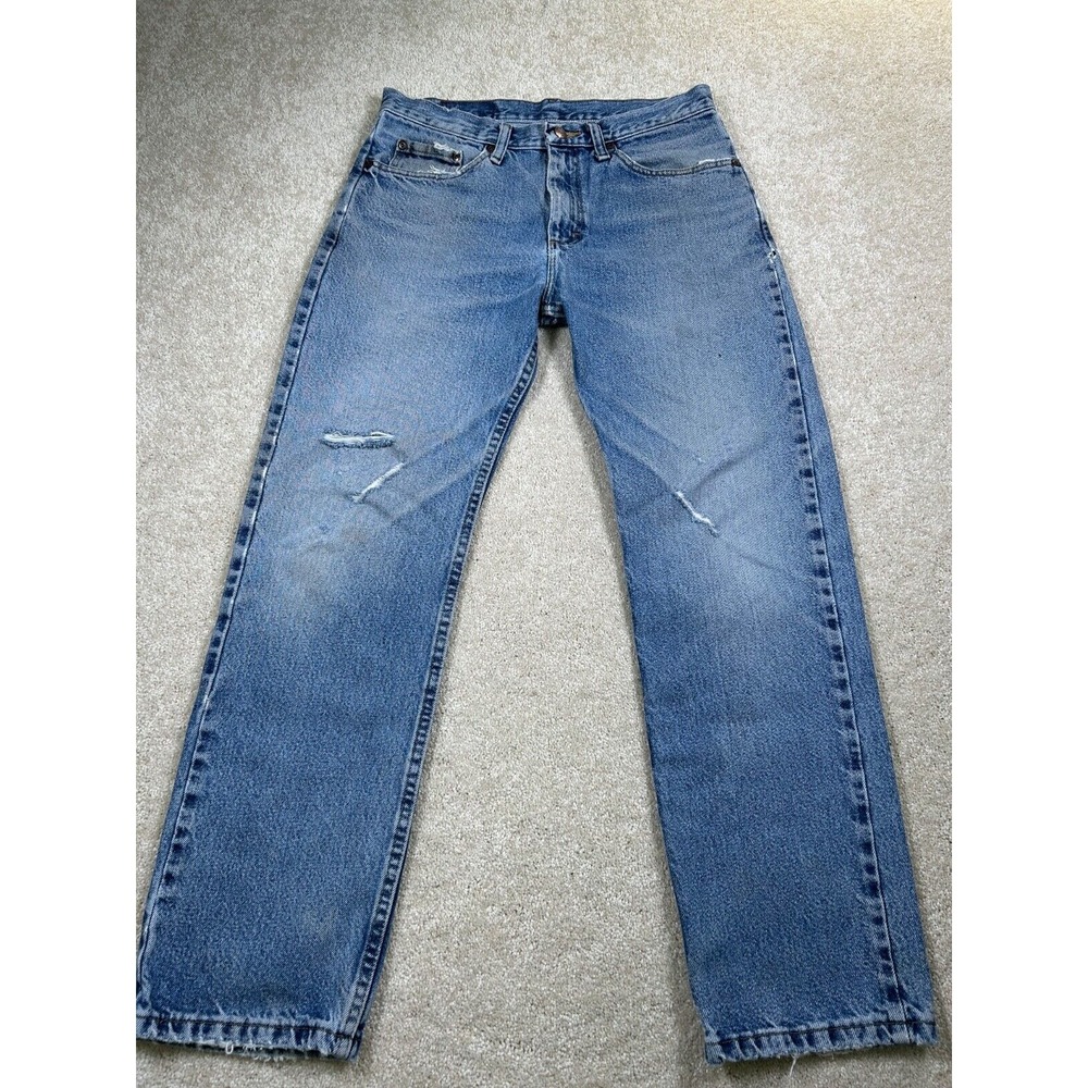 Wrangler Premium Mens Size 31X30 Denim Blue Jeans‎ Work Distressed